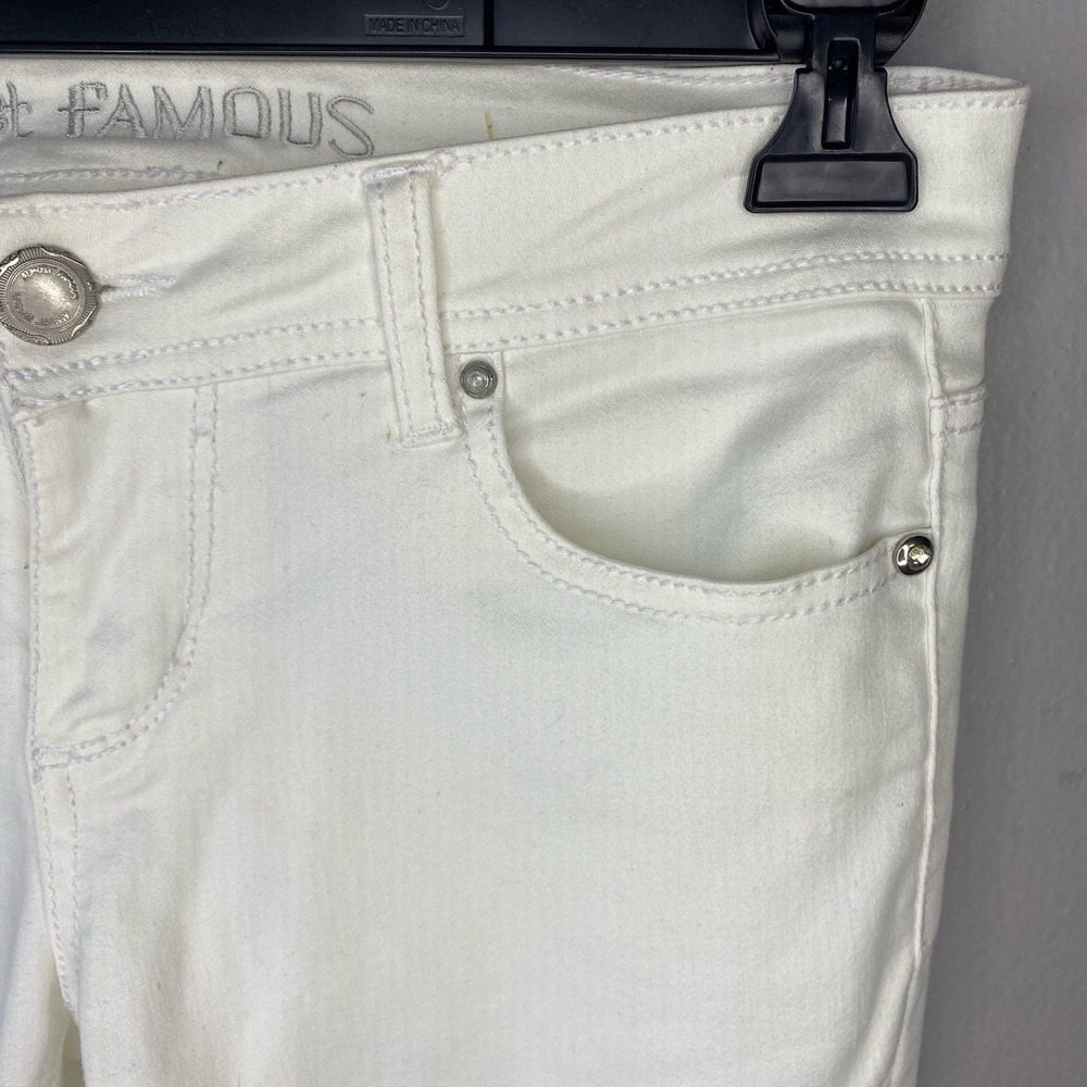 Almost Famous Womens White Skinny Jeans Low Rise Stretch Denim Size 7 - Picture 8 of 16